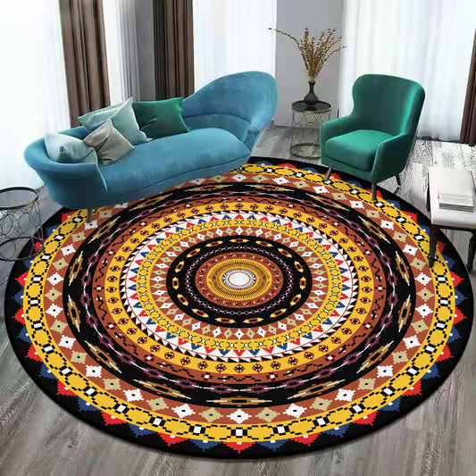 Orange Southwestern Rug Polyester Concentric Circles Pattern Rug Washable Non-Slip Backing Carpet for Living Room Yellow-Red Clearhalo 'Area Rug' 'Rugs' 'Southwestern' Rug' 1612664