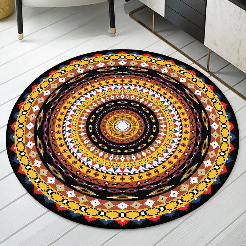 Orange Southwestern Rug Polyester Concentric Circles Pattern Rug Washable Non-Slip Backing Carpet for Living Room Clearhalo 'Area Rug' 'Rugs' 'Southwestern' Rug' 1612665