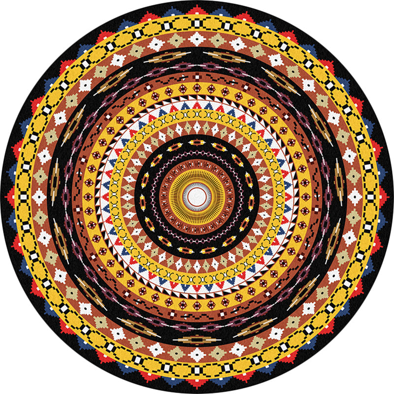 Orange Southwestern Rug Polyester Concentric Circles Pattern Rug Washable Non-Slip Backing Carpet for Living Room Clearhalo 'Area Rug' 'Rugs' 'Southwestern' Rug' 1612666