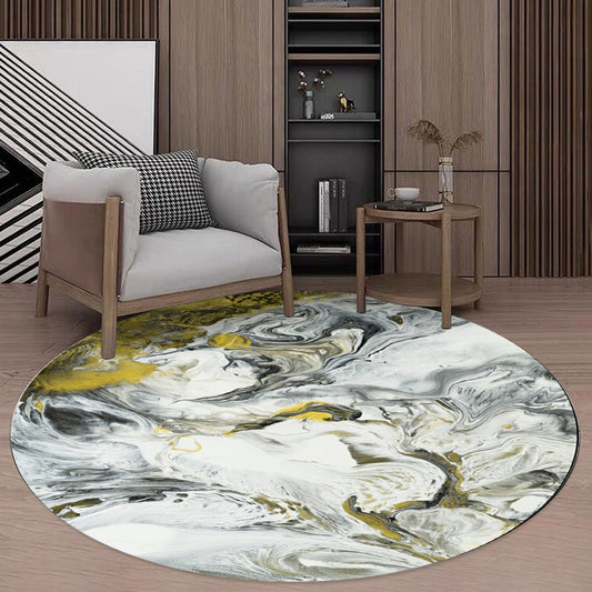 Yellow and White Bedroom Rug Modern Abstract Painting Pattern Area Rug Polyester Pet Friendly Washable Carpet Yellow-Black Design 1 Clearhalo 'Area Rug' 'Modern' 'Rugs' Rug' 1612696