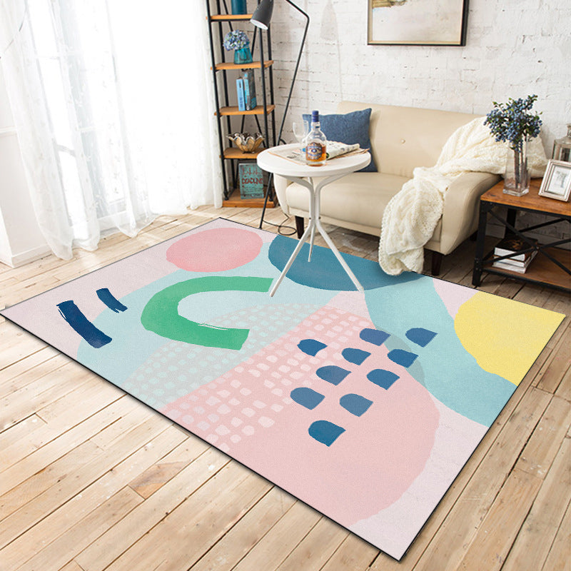 Modern Novelty Rug in Pink Color Block Aquarelle Pattern Rug Polyester Pet Friendly Carpet for Home Decor Pink Clearhalo 'Area Rug' 'Rug' 1612726