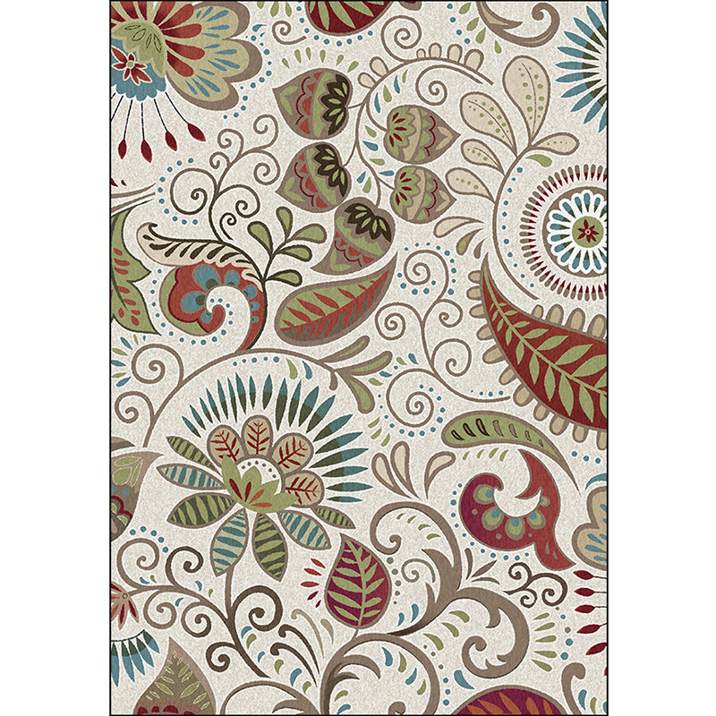 White Vintage Rug Polyester Paisley Pattern Rug Washable Non-Slip Backing Carpet for Living Room Clearhalo 'Area Rug' 'Rugs' 'Vintage' Rug' 1612780
