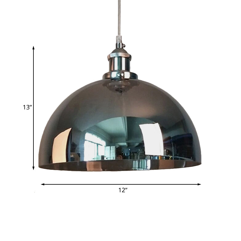 Vintage Globe/Bowl/Dome Hanging Ceiling Light 1 Light Mirrored Glass Pendant Lighting in Chrome Clearhalo 'Ceiling Lights' 'Glass shade' 'Glass' 'Pendant Lights' 'Pendants' Lighting' 161283