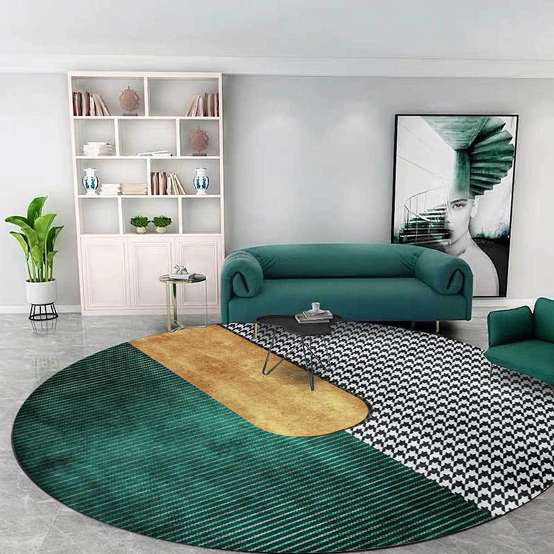 Contemporary Houndstooth Pattern Rug Green and Golden Polyester Rug Machine Washable Non-Slip Area Rug for Bedroom Clearhalo 'Area Rug' 'Modern' 'Rugs' Rug' 1612835