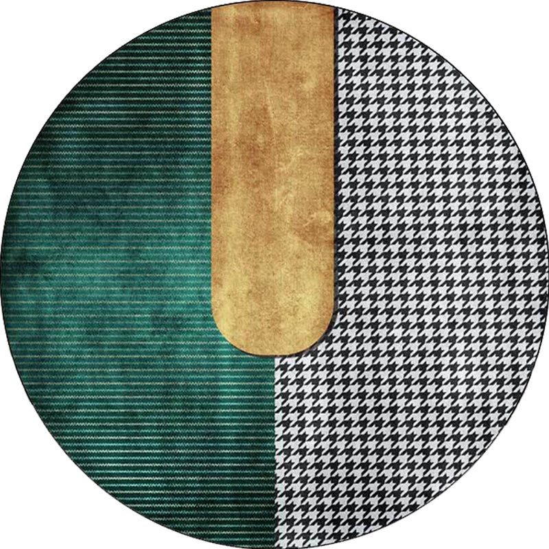 Contemporary Houndstooth Pattern Rug Green and Golden Polyester Rug Machine Washable Non-Slip Area Rug for Bedroom Clearhalo 'Area Rug' 'Modern' 'Rugs' Rug' 1612836