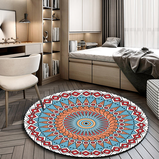 Red and Blue Southwestern Rug Polyester Tribal Pattern Rug Washable Non-Slip Backing Carpet for Living Room Blue Clearhalo 'Area Rug' 'Rugs' 'Southwestern' Rug' 1612858