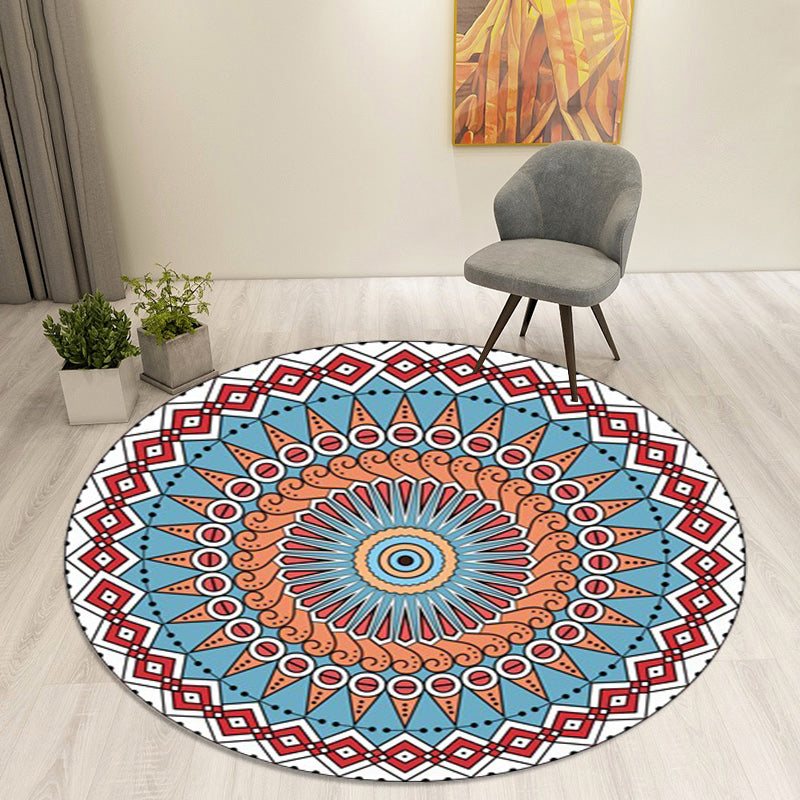 Red and Blue Southwestern Rug Polyester Tribal Pattern Rug Washable Non-Slip Backing Carpet for Living Room Clearhalo 'Area Rug' 'Rugs' 'Southwestern' Rug' 1612859