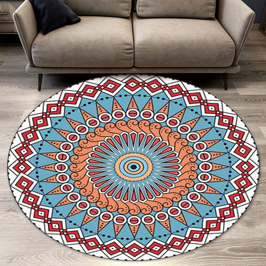 Red and Blue Southwestern Rug Polyester Tribal Pattern Rug Washable Non-Slip Backing Carpet for Living Room Clearhalo 'Area Rug' 'Rugs' 'Southwestern' Rug' 1612860