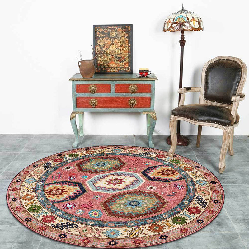 Americana Tribal Pattern Rug Red Polyester Rug Machine Washable Non-Slip Area Rug for Bedroom Brick Red Clearhalo 'Area Rug' 'Rugs' 'Southwestern' Rug' 1612866
