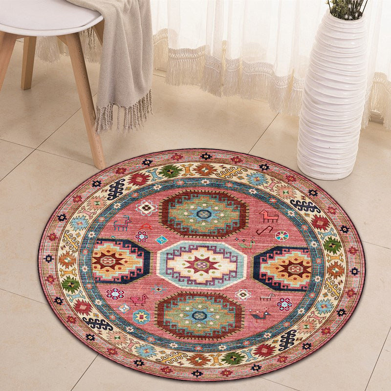 Americana Tribal Pattern Rug Red Polyester Rug Machine Washable Non-Slip Area Rug for Bedroom Clearhalo 'Area Rug' 'Rugs' 'Southwestern' Rug' 1612867