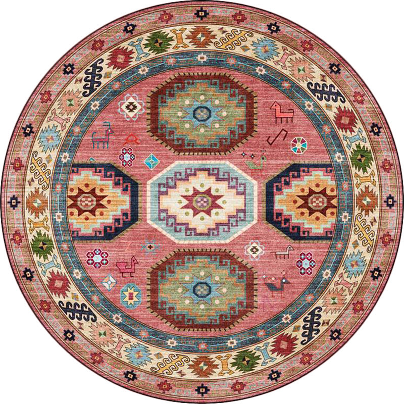 Americana Tribal Pattern Rug Red Polyester Rug Machine Washable Non-Slip Area Rug for Bedroom Clearhalo 'Area Rug' 'Rugs' 'Southwestern' Rug' 1612868