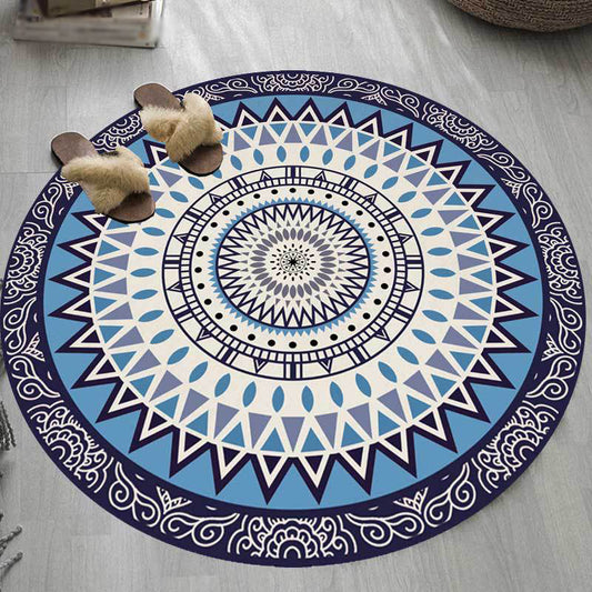 Americana Concentric Circles Pattern Rug Blue Polyester Rug Machine Washable Non-Slip Area Rug for Bedroom Blue Clearhalo 'Area Rug' 'Rugs' 'Southwestern' Rug' 1612882