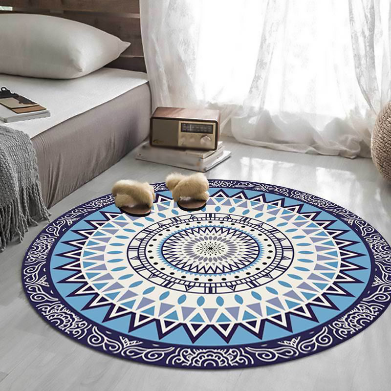 Americana Concentric Circles Pattern Rug Blue Polyester Rug Machine Washable Non-Slip Area Rug for Bedroom Clearhalo 'Area Rug' 'Rugs' 'Southwestern' Rug' 1612883