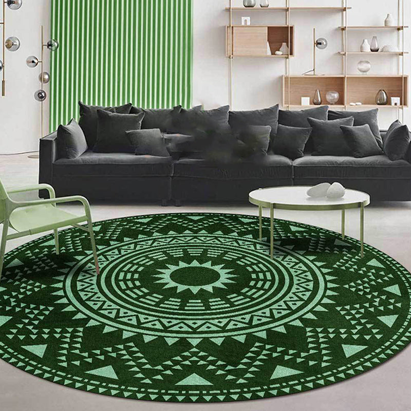 Blue and Green Southwestern Rug Polyester Geometric Pattern Rug Washable Non-Slip Backing Carpet for Living Room Green Clearhalo 'Area Rug' 'Rugs' 'Southwestern' Rug' 1612904