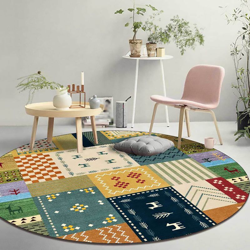 Classic Tribal Checked Pattern Rug Yellow and Green Vintage Rug Polyester Washable Anti-Slip Backing Area Rug for Living Room Yellow Clearhalo 'Area Rug' 'Moroccan' 'Rugs' Rug' 1612926
