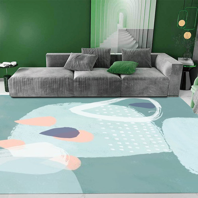 Green Bedroom Rug Novelty Color Block Watercolor Painting Pattern Area Rug Polyester Non-Slip Backing Carpet Green Clearhalo 'Area Rug' 'Rug' 1612979