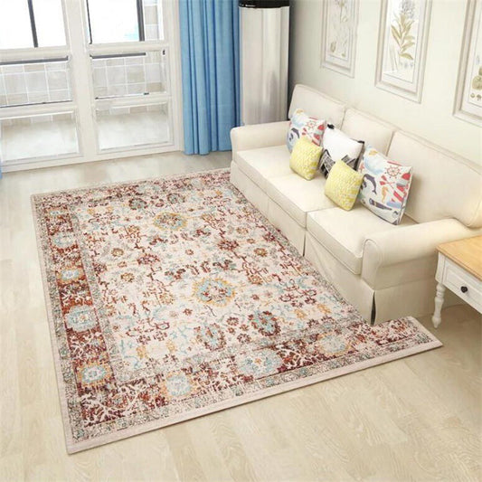 Whitewash Floral Rug Light Red Shabby Chic Rug Polyester Washable Non-Slip Backing Area Rug for Living Room Clearhalo 'Area Rug' 'Rugs' 'Shabby Chic' Rug' 1613027