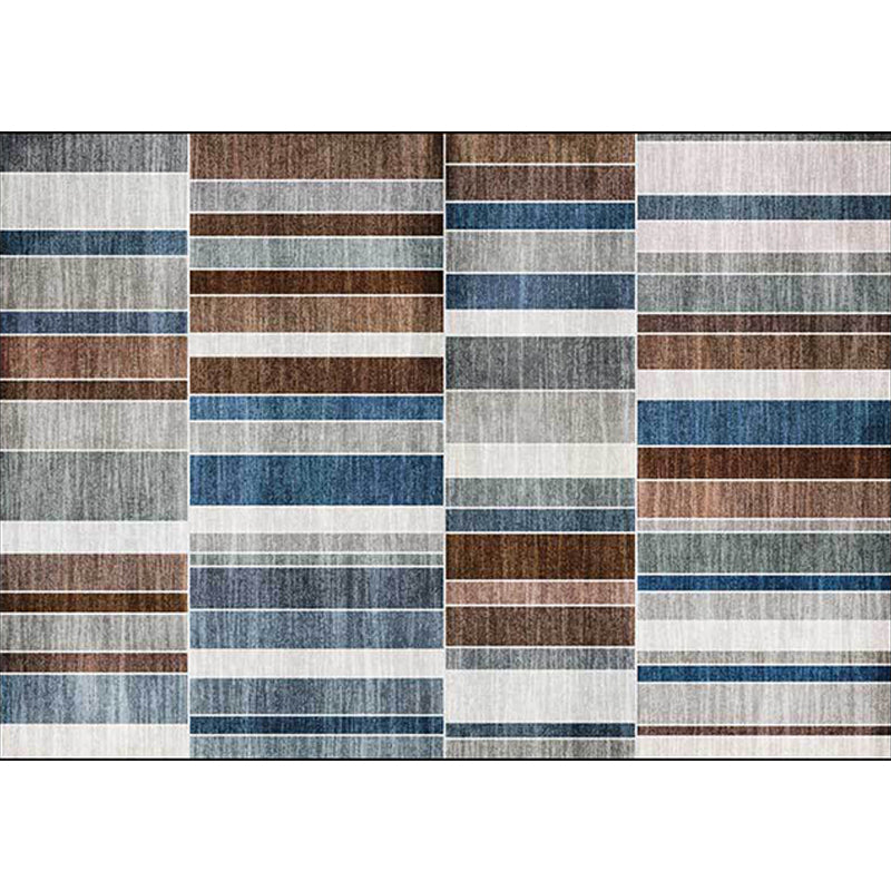 Contemporary Striped Pattern Rug Brown and Blue Polyester Rug Machine Washable Non-Slip Area Rug for Bedroom Clearhalo 'Area Rug' 'Modern' 'Rugs' Rug' 1613076