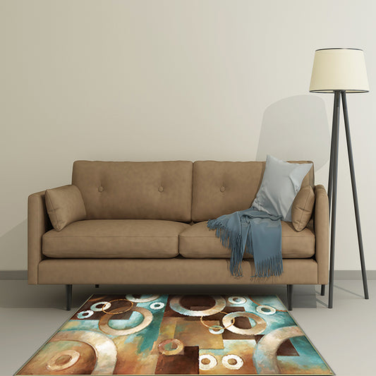 Brown and Blue Casual Rug Polyester Geometric Rug Washable Non-Slip Backing Carpet for Living Room Clearhalo 'Area Rug' 'Modern' 'Rugs' Rug' 1613195