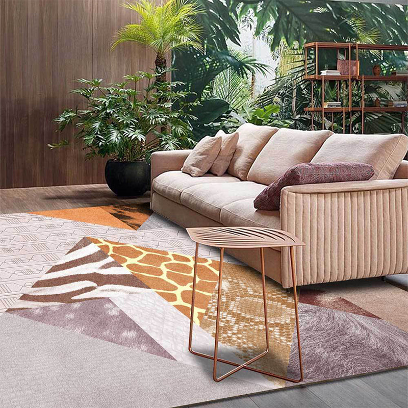 Funky Animal Skin Print Rug Pink Nordic Rug Polyester Washable Non-Slip Backing Area Rug for Living Room Clearhalo 'Area Rug' 'Modern' 'Rugs' Rug' 1613203