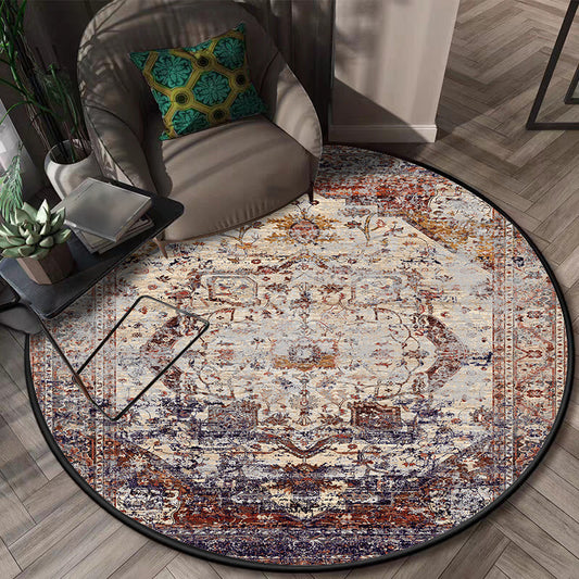 Shabby Chic Medallion Pattern Rug Red and Brown Polyester Rug Machine Washable Non-Slip Area Rug for Bedroom Maroon Clearhalo 'Area Rug' 'Rugs' 'Shabby Chic' Rug' 1613210