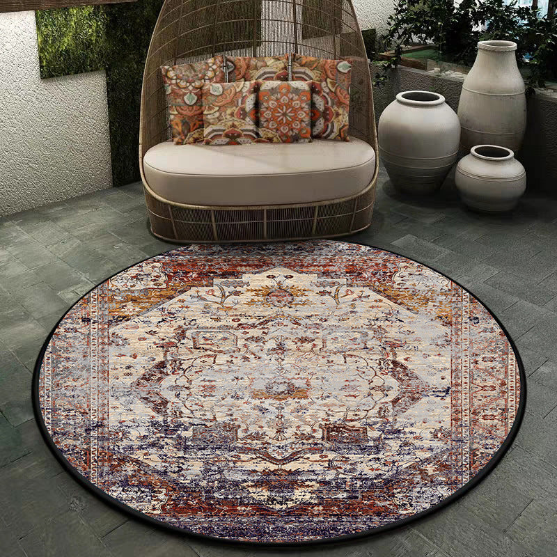 Shabby Chic Medallion Pattern Rug Red and Brown Polyester Rug Machine Washable Non-Slip Area Rug for Bedroom Clearhalo 'Area Rug' 'Rugs' 'Shabby Chic' Rug' 1613211