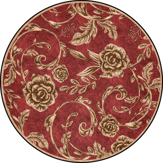 Classic Floral Pattern Rug with Leaf Red Polyester Rug Machine Washable Non-Slip Area Rug for Bedroom Clearhalo 'Area Rug' 'Rugs' 'Vintage' Rug' 1613228