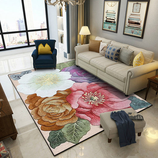 Retro Floral Pattern Rug Multicolor Shabby Chic Rug Polyester Washable Non-Slip Backing Area Rug for Living Room Clearhalo 'Area Rug' 'Rugs' 'Vintage' Rug' 1613243