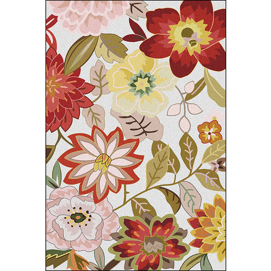 Classic Floral Pattern Rug with Leaf White and Red Traditional Rug Polyester Washable Non-Slip Backing Area Rug for Living Room Clearhalo 'Area Rug' 'Rugs' 'Vintage' Rug' 1613260