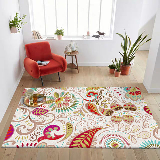 Vintage Paisley Pattern Rug White Polyester Rug Machine Washable Non-Slip Area Rug for Bedroom White Clearhalo 'Area Rug' 'Rugs' 'Vintage' Rug' 1613266