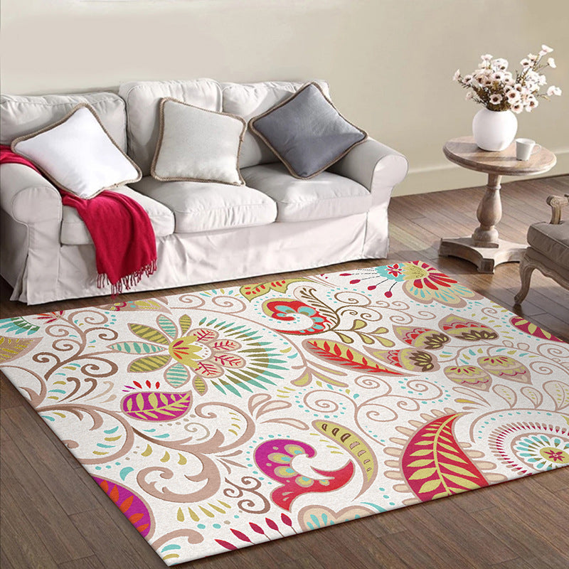 Vintage Paisley Pattern Rug White Polyester Rug Machine Washable Non-Slip Area Rug for Bedroom Clearhalo 'Area Rug' 'Rugs' 'Vintage' Rug' 1613267