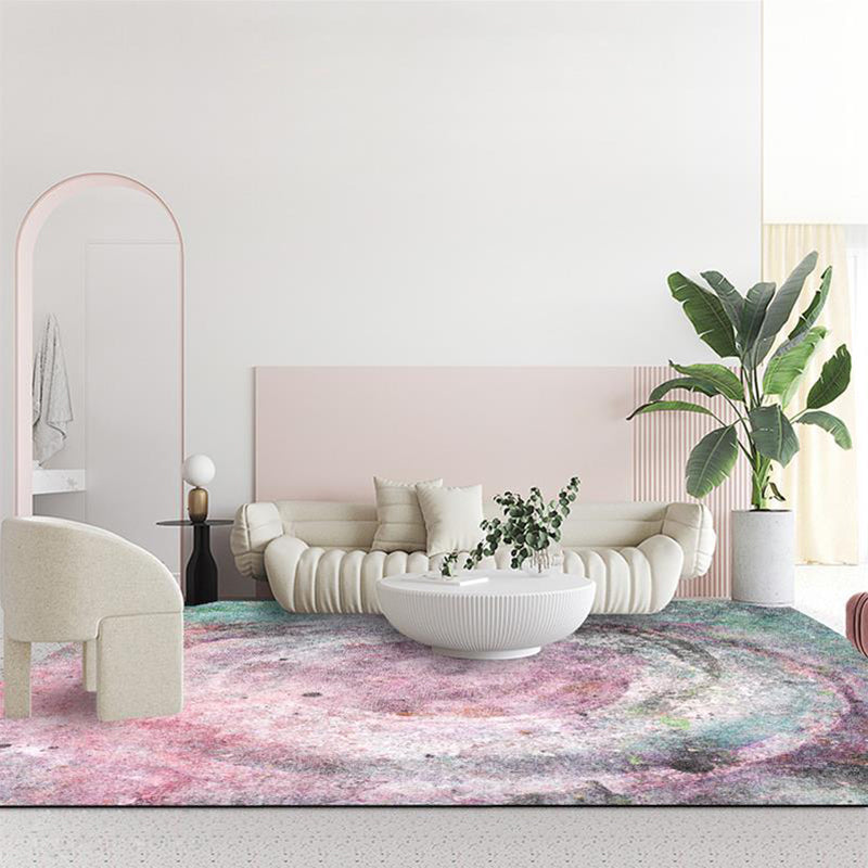 Modern Abstract Rug Pink and Green Polyester Rug Machine Washable Non-Slip Area Rug for Bedroom Pink Clearhalo 'Area Rug' 'Modern' 'Rugs' Rug' 1613490