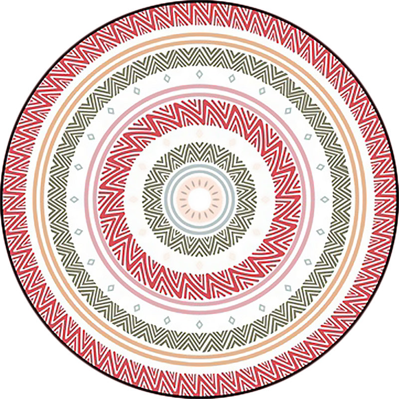 Bohemian Concentric Circles Pattern Rug Red Polyester Rug Machine Washable Non-Slip Area Rug for Bedroom Clearhalo 'Area Rug' 'Bohemian' 'Rugs' Rug' 1613580