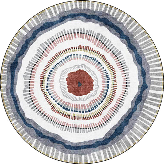 Green and White Bohemian Rug Polyester Concentric Circles and Striped Pattern Rug Washable Non-Slip Backing Carpet for Living Room Clearhalo 'Area Rug' 'Bohemian' 'Rugs' Rug' 1613587