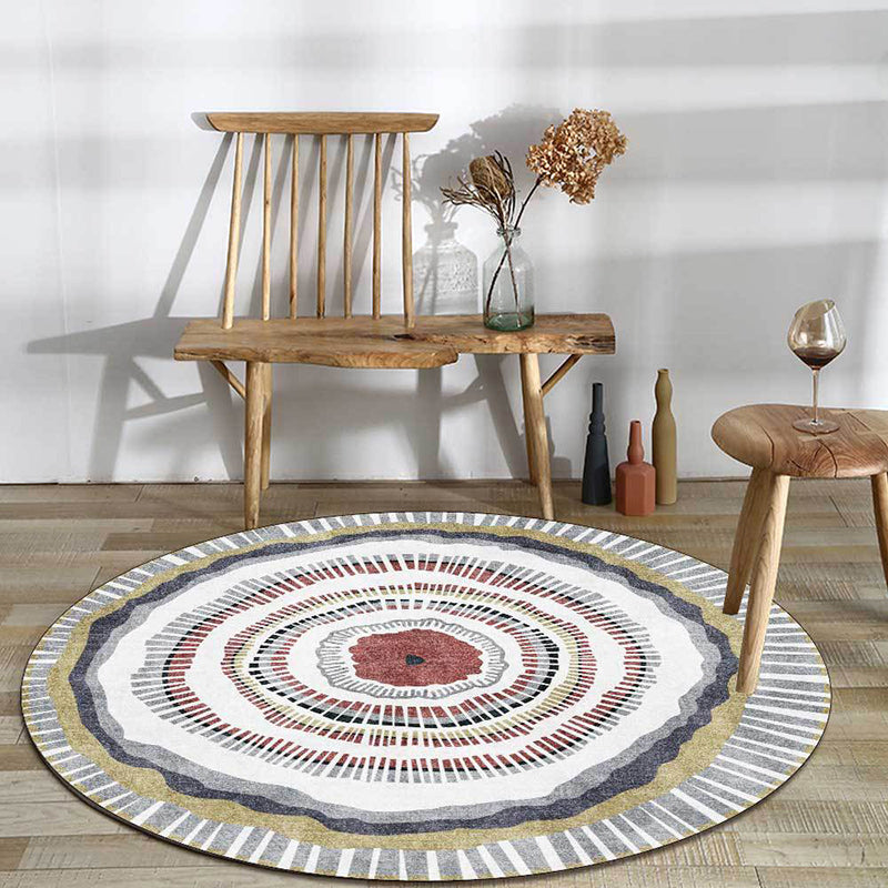 Green and White Bohemian Rug Polyester Concentric Circles and Striped Pattern Rug Washable Non-Slip Backing Carpet for Living Room Yellow Clearhalo 'Area Rug' 'Bohemian' 'Rugs' Rug' 1613593