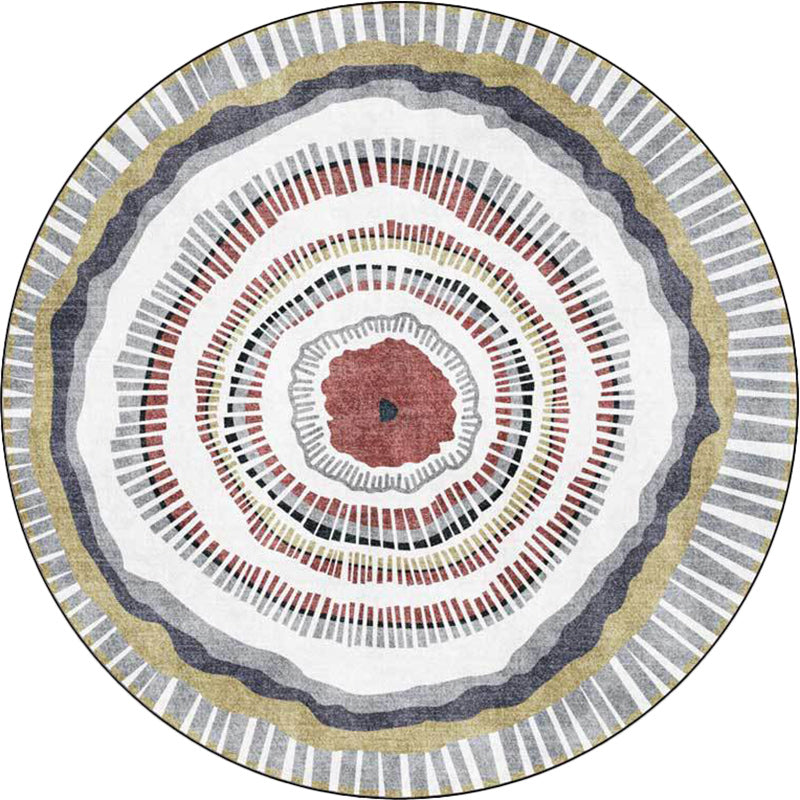 Green and White Bohemian Rug Polyester Concentric Circles and Striped Pattern Rug Washable Non-Slip Backing Carpet for Living Room Clearhalo 'Area Rug' 'Bohemian' 'Rugs' Rug' 1613594