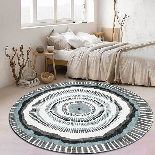 Green and White Bohemian Rug Polyester Concentric Circles and Striped Pattern Rug Washable Non-Slip Backing Carpet for Living Room Green Clearhalo 'Area Rug' 'Bohemian' 'Rugs' Rug' 1613607