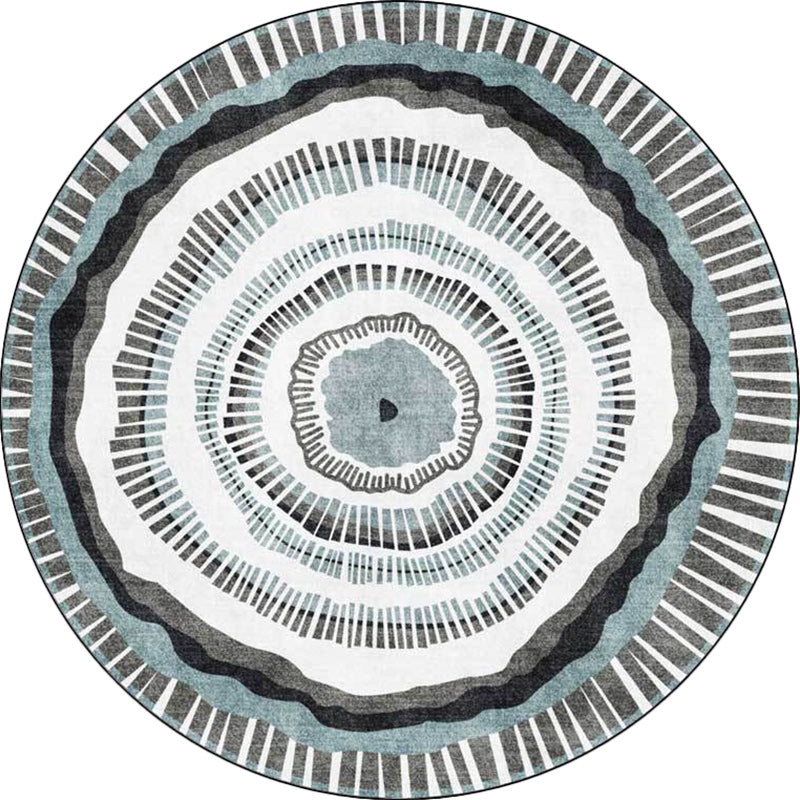 Green and White Bohemian Rug Polyester Concentric Circles and Striped Pattern Rug Washable Non-Slip Backing Carpet for Living Room Clearhalo 'Area Rug' 'Bohemian' 'Rugs' Rug' 1613608