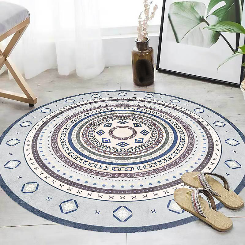 Vingtage Concentric Circles Pattern Rug Blue and Red Bohemian Rug Polyester Washable Anti-Slip Backing Area Rug for Living Room Clearhalo 'Area Rug' 'Bohemian' 'Rugs' Rug' 1613615