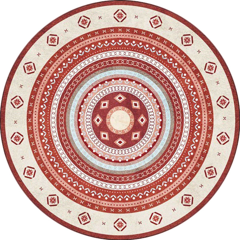 Vingtage Concentric Circles Pattern Rug Blue and Red Bohemian Rug Polyester Washable Anti-Slip Backing Area Rug for Living Room Clearhalo 'Area Rug' 'Bohemian' 'Rugs' Rug' 1613624