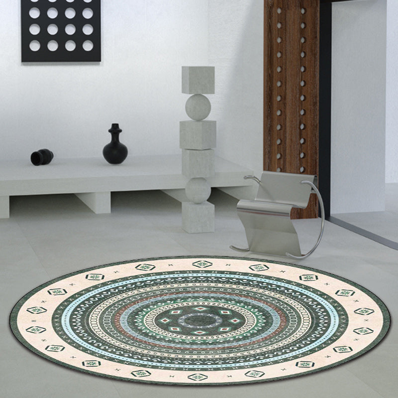 Vingtage Concentric Circles Pattern Rug Blue and Red Bohemian Rug Polyester Washable Anti-Slip Backing Area Rug for Living Room Clearhalo 'Area Rug' 'Bohemian' 'Rugs' Rug' 1613631