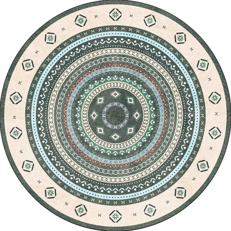 Vingtage Concentric Circles Pattern Rug Blue and Red Bohemian Rug Polyester Washable Anti-Slip Backing Area Rug for Living Room Clearhalo 'Area Rug' 'Bohemian' 'Rugs' Rug' 1613632