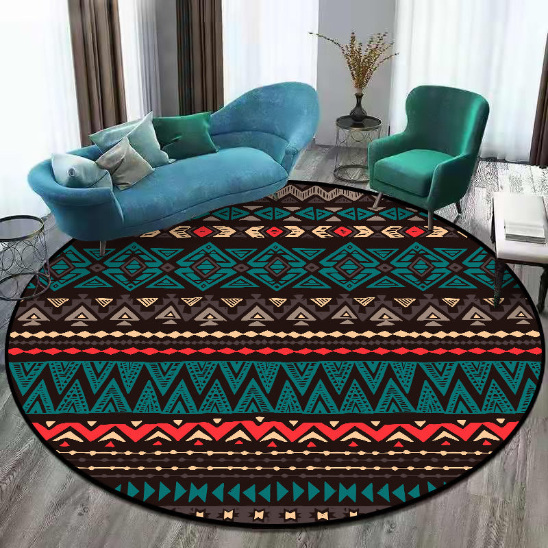 Green Southwestern Rug Polyester Geometric Pattern Rug Washable Non-Slip Backing Carpet for Living Room Clearhalo 'Area Rug' 'Rugs' 'Southwestern' Rug' 1613647