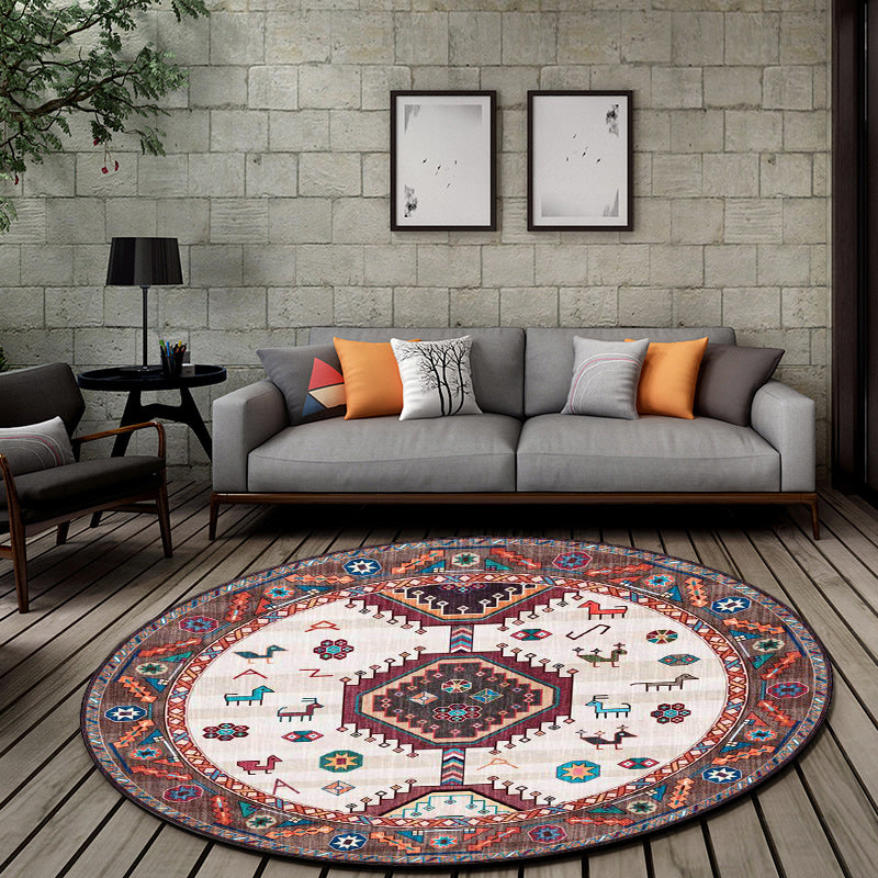 Brown and Beige Southwestern Rug Polyester Tribal Pattern Rug Washable Non-Slip Backing Carpet for Living Room Clearhalo 'Area Rug' 'Rugs' 'Southwestern' Rug' 1613663