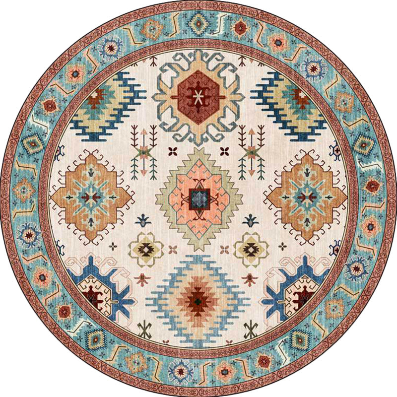 Vintage Southwestern Pattern Rug with Floral Apricot and Blue Tribal Rug Polyester Washable Anti-Slip Backing Area Rug for Living Room Clearhalo 'Area Rug' 'Rugs' 'Southwestern' Rug' 1613672