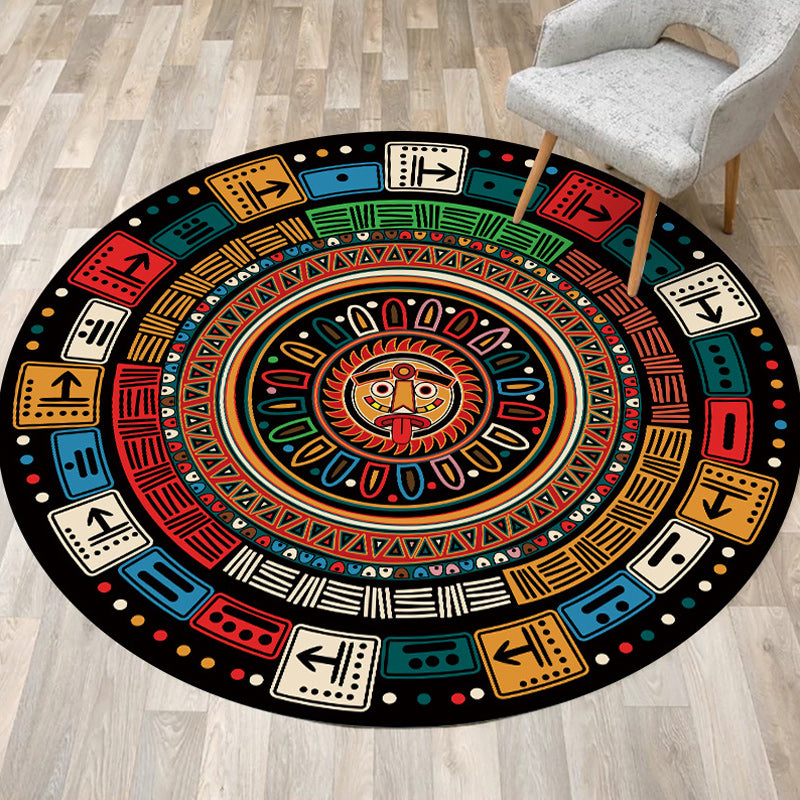 Multicolor Southwestern Rug Polyester Tribal Pattern Rug Washable Non-Slip Backing Carpet for Living Room Black Clearhalo 'Area Rug' 'Rugs' 'Southwestern' Rug' 1613678