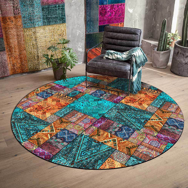 Vintage Tribal Pattern Rug Green Tribal Rug Polyester Washable Anti-Slip Backing Area Rug for Living Room Green Clearhalo 'Area Rug' 'Rugs' 'Southwestern' Rug' 1613686