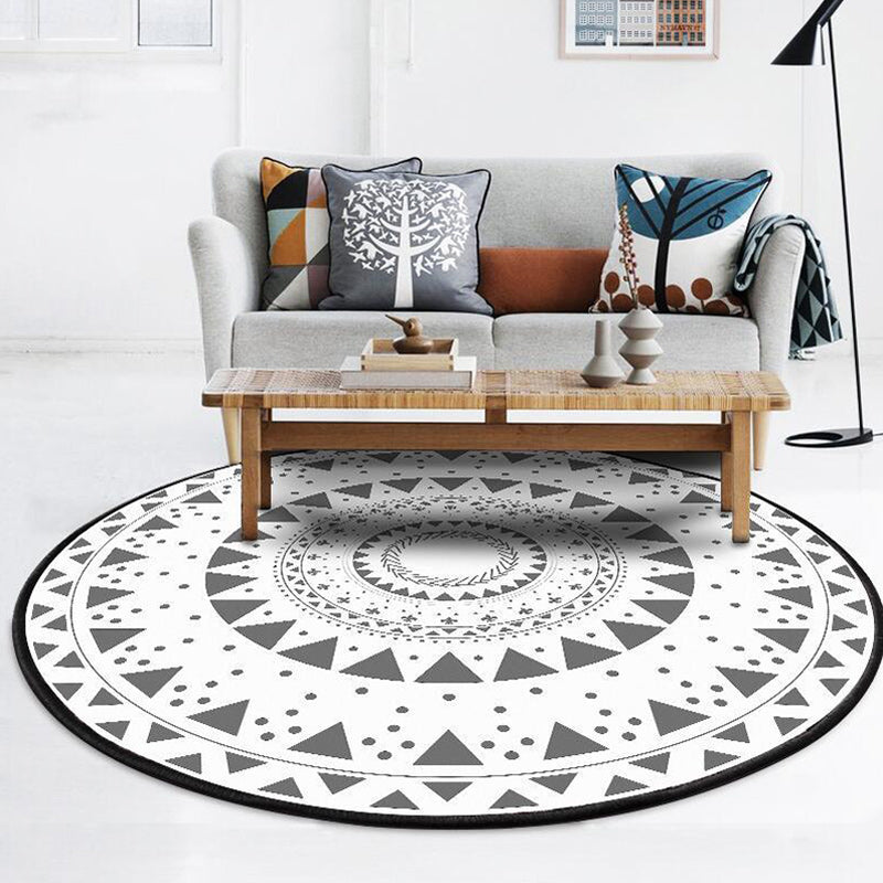 Americana Concentric Circles Pattern Rug White Polyester Rug Machine Washable Non-Slip Area Rug for Bedroom White Clearhalo 'Area Rug' 'Rugs' 'Southwestern' Rug' 1613694