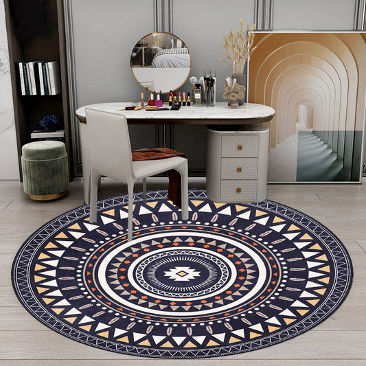 Vintage Concentric Circles Pattern Rug Blue and Green Tribal Rug Polyester Washable Anti-Slip Backing Area Rug for Living Room Blue Clearhalo 'Area Rug' 'Rugs' 'Southwestern' Rug' 1613710