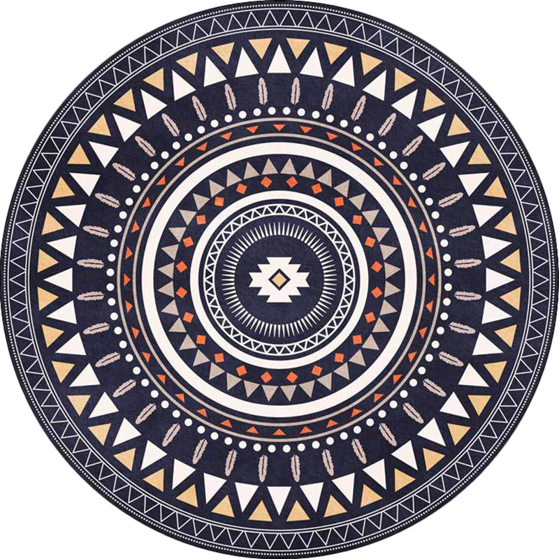 Vintage Concentric Circles Pattern Rug Blue and Green Tribal Rug Polyester Washable Anti-Slip Backing Area Rug for Living Room Clearhalo 'Area Rug' 'Rugs' 'Southwestern' Rug' 1613712